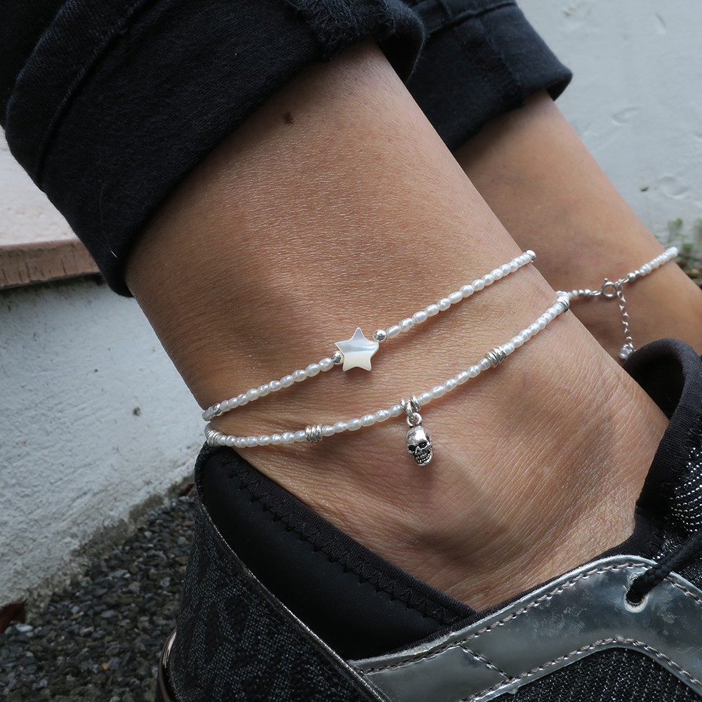 Fashband Bracelet de cheville orné de perles de cristal pour femme et fille